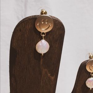 Smiley face pearl detail earrings